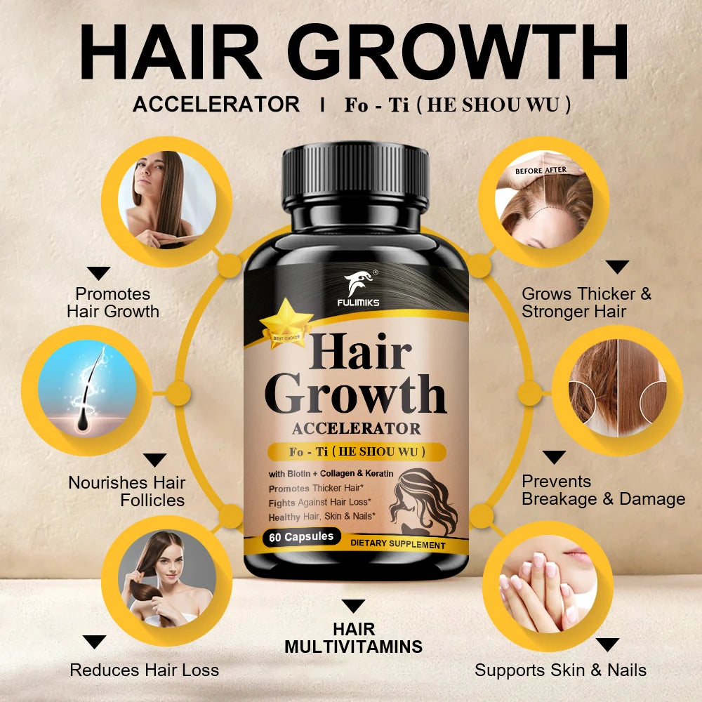 Hair Growth Supplement Capsules – Fo-Ti Root & Ginger Extract Hair Growth Supplement Qst