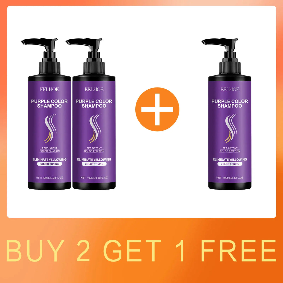 EELHOE Purple Shampoo – Blonde & Gray Color Fix 100ml Toning Shampoo Qst Buy 2 for 1 Free