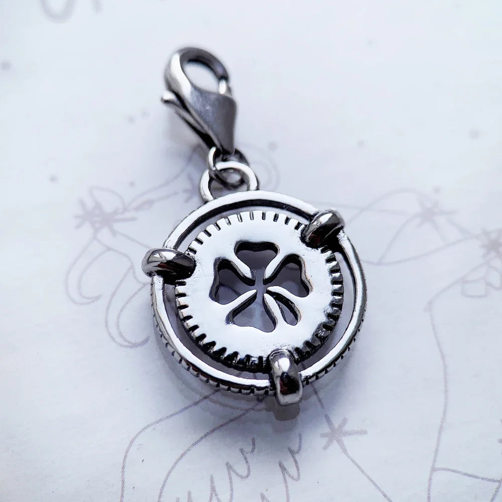 Cloverleaf Clover 925 Sterling Silver Dangle Charm Pendant Sterling Silver Charm Qme