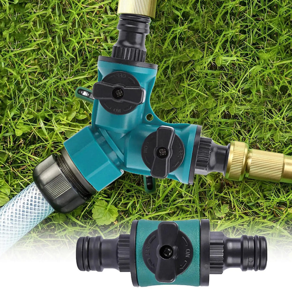 2-Way Garden Hose Splitter with Quick-Connect Fittings Garden Hose Splitter Qme