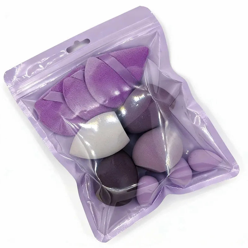 10-Pc Velvet Makeup Sponge Blender Set – Beauty Eggs & Puffs Makeup Sponge Set Qme Purple 10Pcs