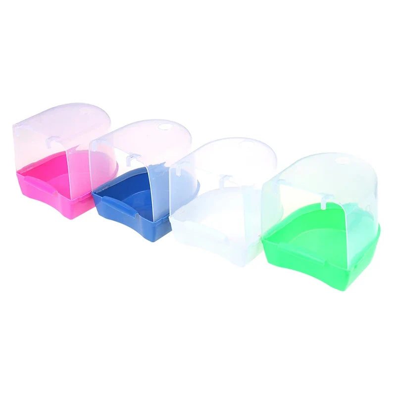 Hanging Bird Bath Box for Parrots & Parakeets – Plastic Bathtub Bird Bath Accessory Qme