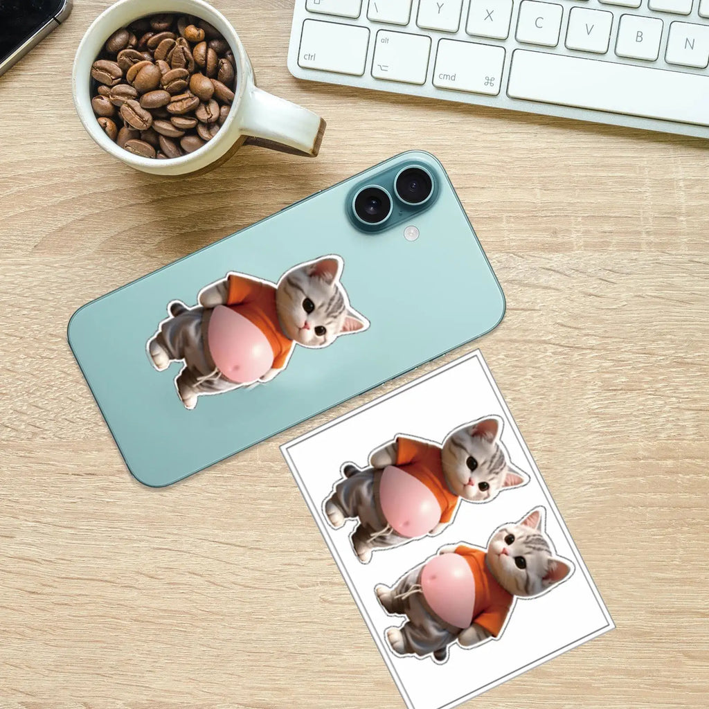 3D Cat Belly Reusable Stickers – Cute Decals for Kids & Laptops Reusable Stickers Qme
