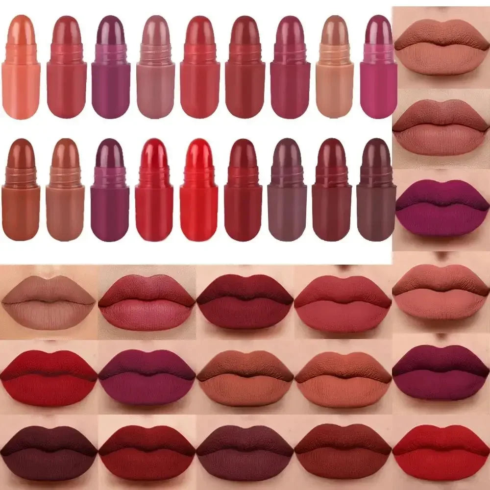 18-Color Mini Matte Lipstick Set – Long-Lasting Lip Gloss Kit Matte Lipstick Set Qme A1