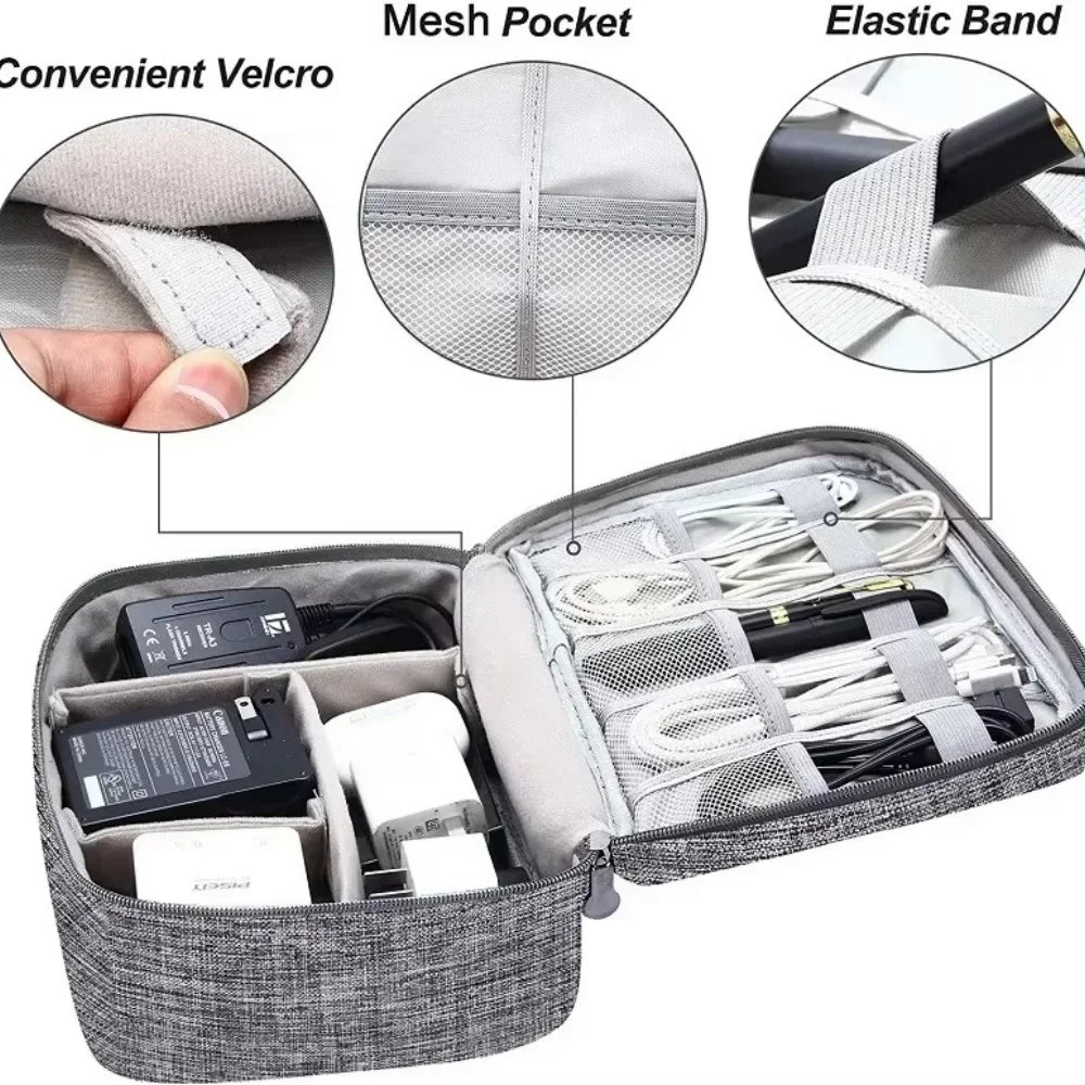 Portable Cable Organizer Bag | Travel USB & Gadget Storage Cable Organizer Bag Qme