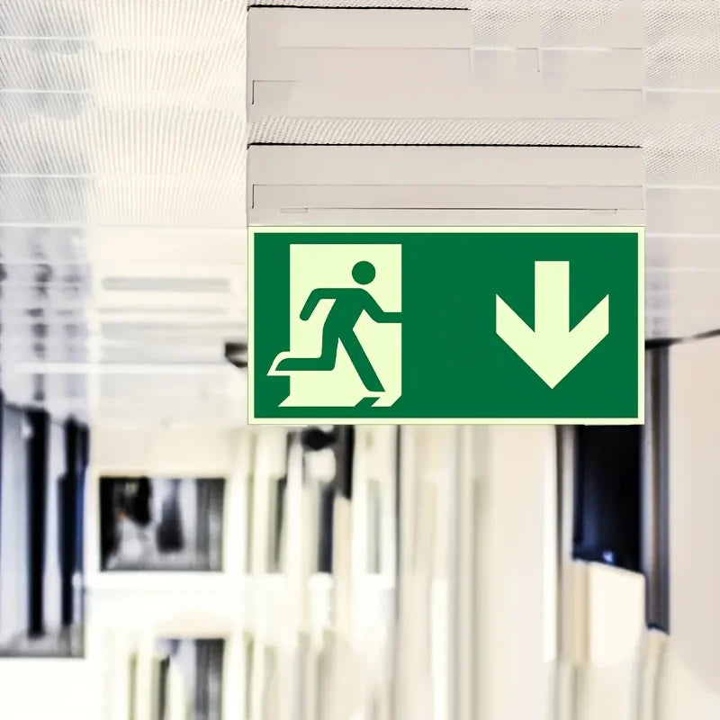 Luminous Exit Sign Wall Decal – Photoluminescent Glow Safety Safety Wall Decal Qme