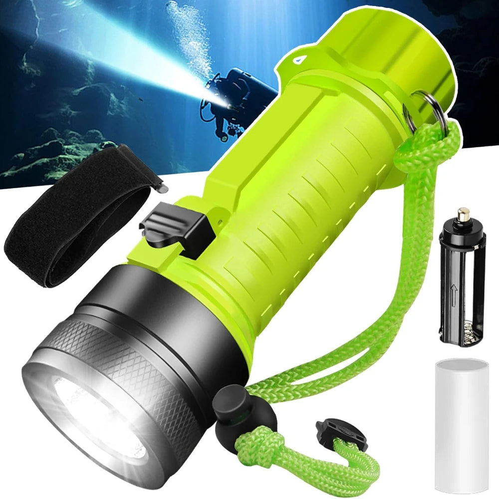 Rechargeable Diving Flashlight IPX8 Waterproof Scuba Dive Torch Diving Flashlight Qst