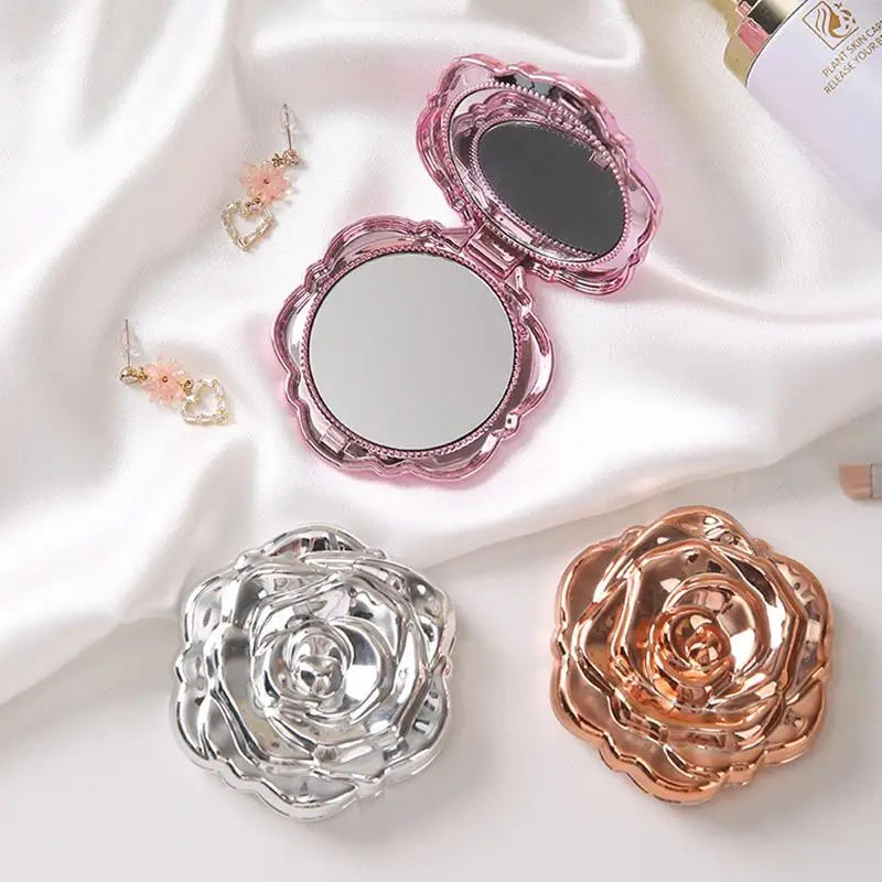 Double-Sided Rose Pocket Mirror – Compact Makeup Mirror Compact Pocket Mirror Qst