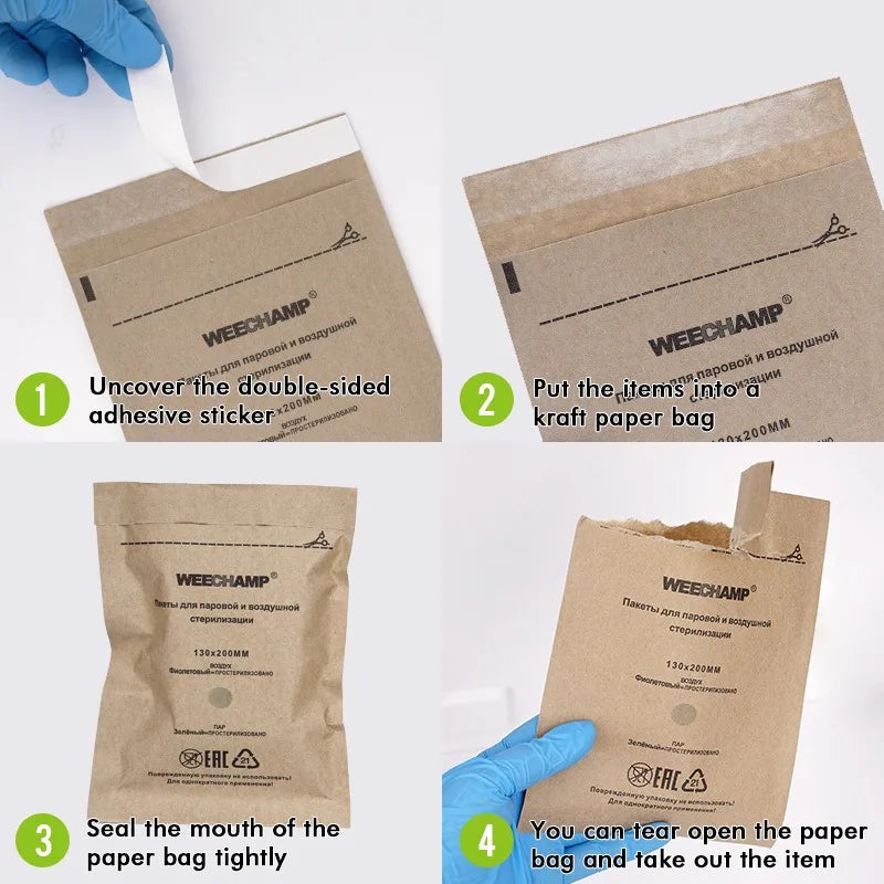 Nail Tool Sterilizer Bags | Kraft Manicure Sanitizing Pouches 50pc Nail Sterilizer Bags Qme