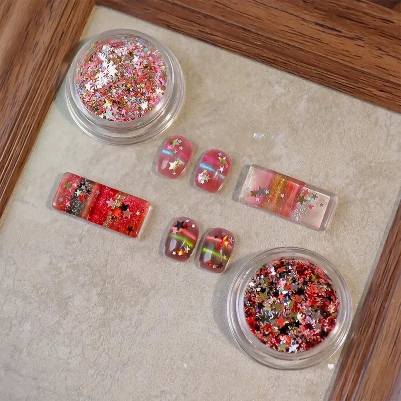 Holographic Star Glitter Nail Stickers – Mixed Size DIY Nail Art Nail Art Stickers Qme