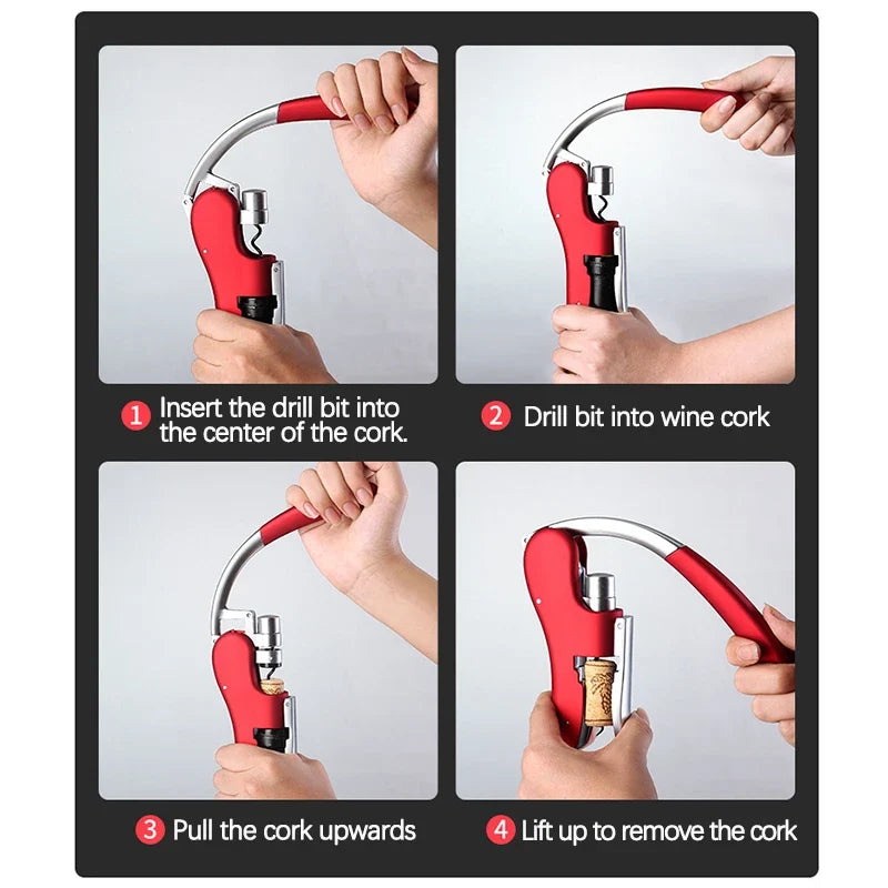 Wine Corkscrew Lever Push Bottle Opener – Gift for Wine Lovers Wine Corkscrew Opener Qme