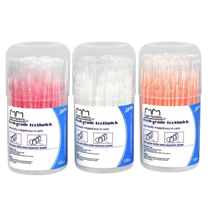 Double-Ended Interdental Brush Toothpicks – 100pcs Box | Qme Interdental Brush Picks Qme