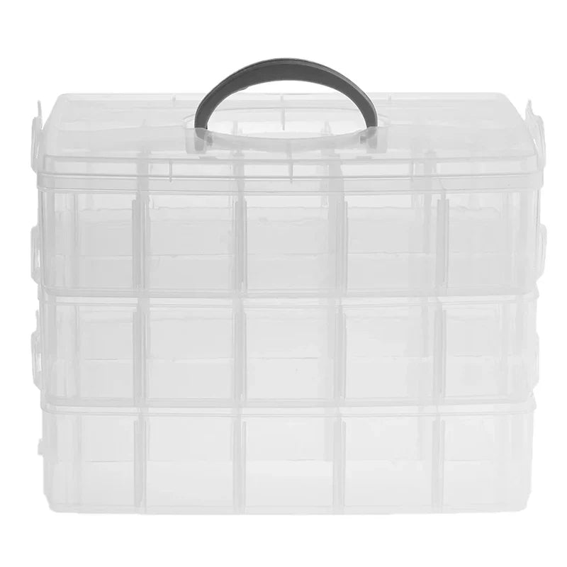 30-Grid 3-Layer Stackable Clear Jewelry Organizer Box Jewelry Organizer Box Qme Default Title