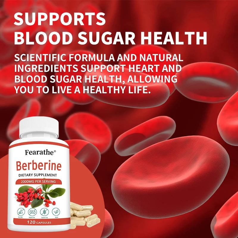 Berberine Capsules 2000mg – Non-GMO Digestive & Heart Support Herbal Supplement Qst
