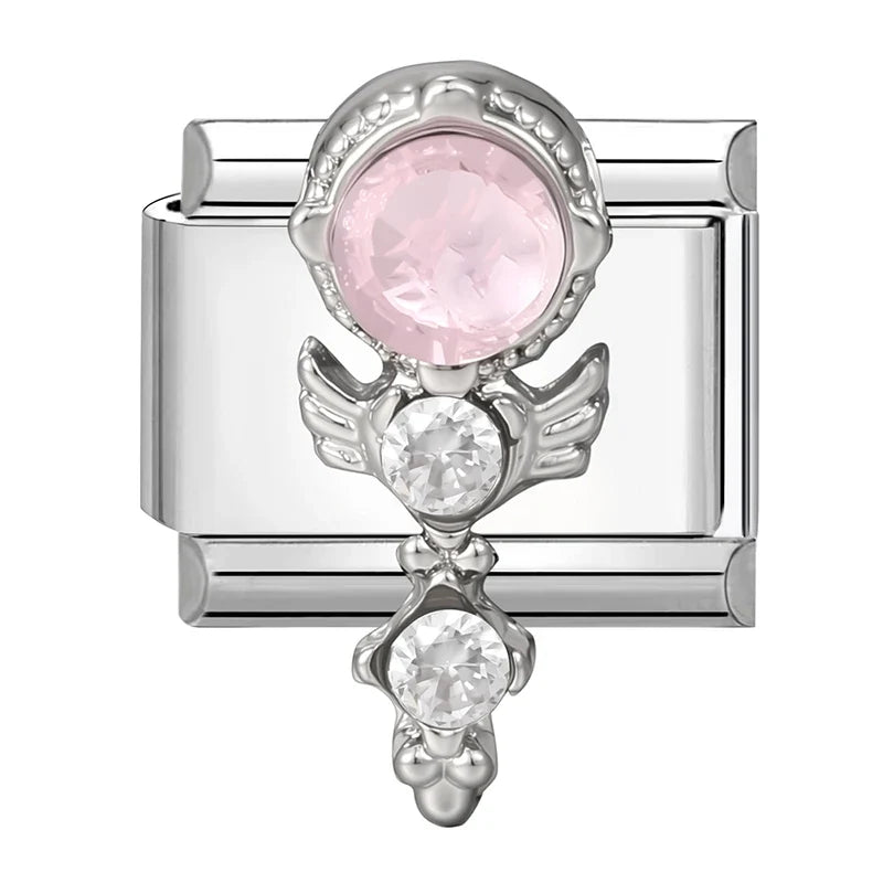 Zircon Butterfly Heart Italian Charm Links – 41 Colors Italian Charm Links Qme S 22