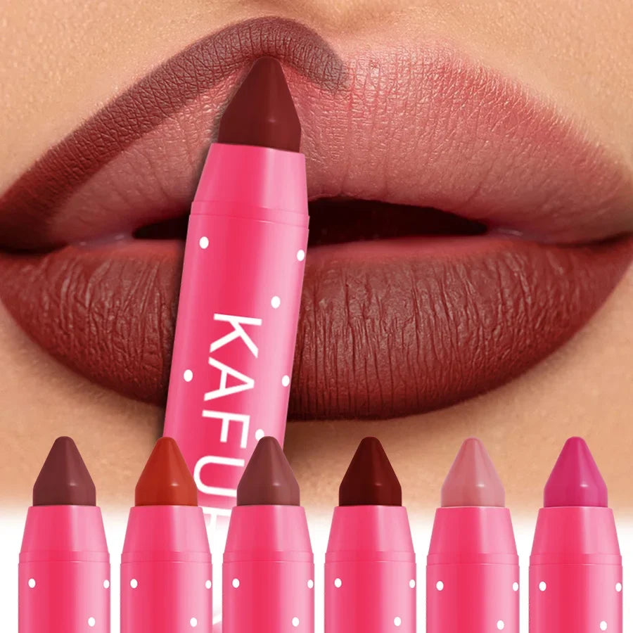 15-Color Waterproof Matte Lip Liner Pencil & Tint | Qme Lip Liner Pencil Qme