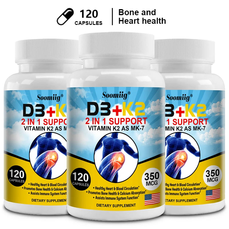 Vitamin D3 K2 Complex 5000 IU – Non-GMO, Gluten-Free Vitamin Supplement Qst 120 count-3 bottle