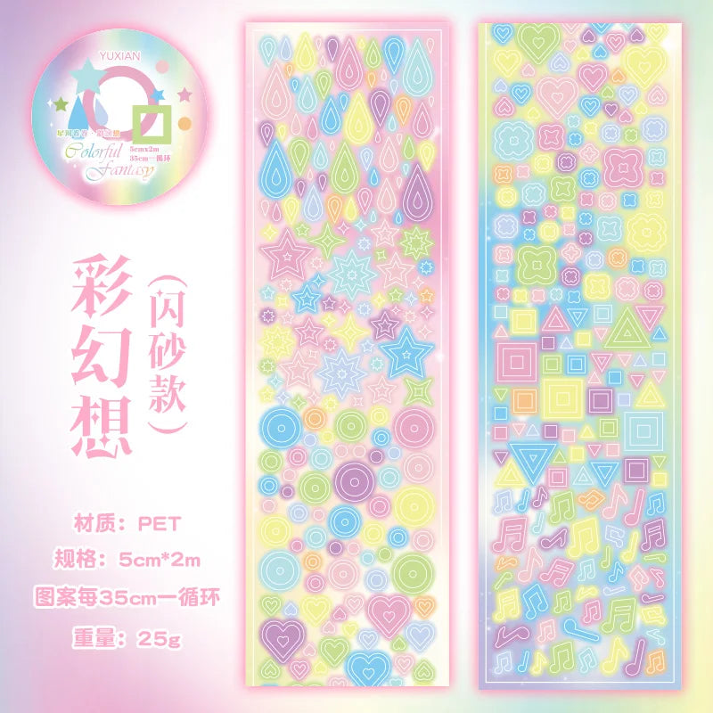 Y2K Glitter Decorative PET Tape for Planners & Scrapbooks Decorative Craft Tape Qme A HOT SALE