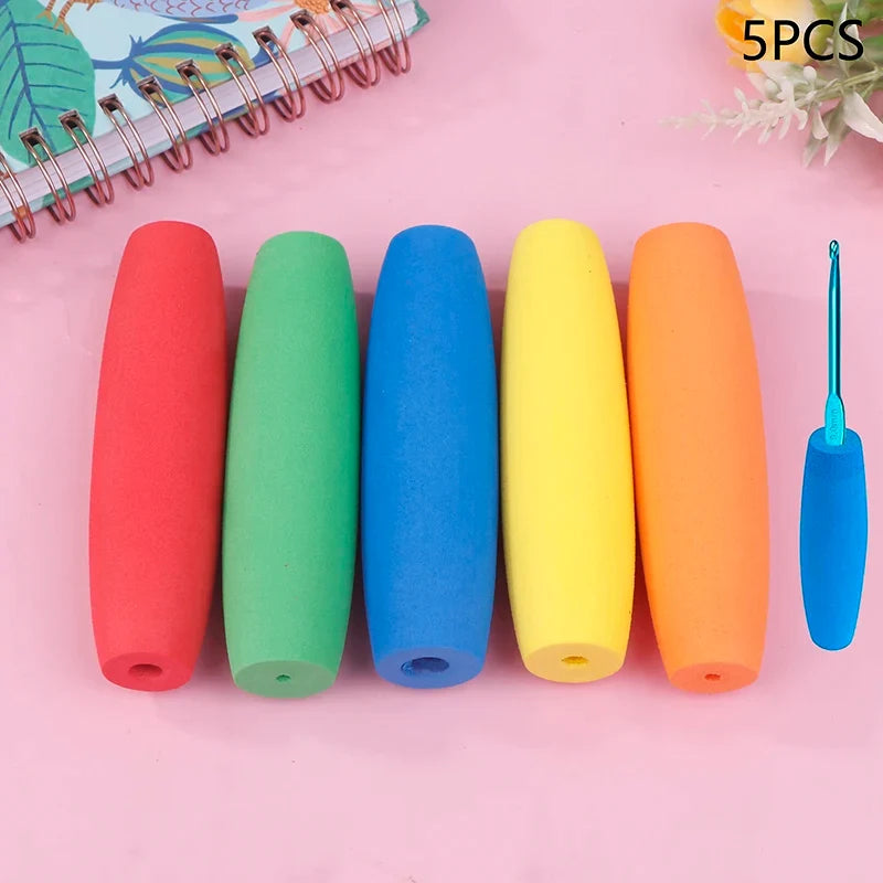 Ergonomic Crochet Hook Handles Set of 5 | Multi-Size EVA Grips Crochet Hook Handles Qme