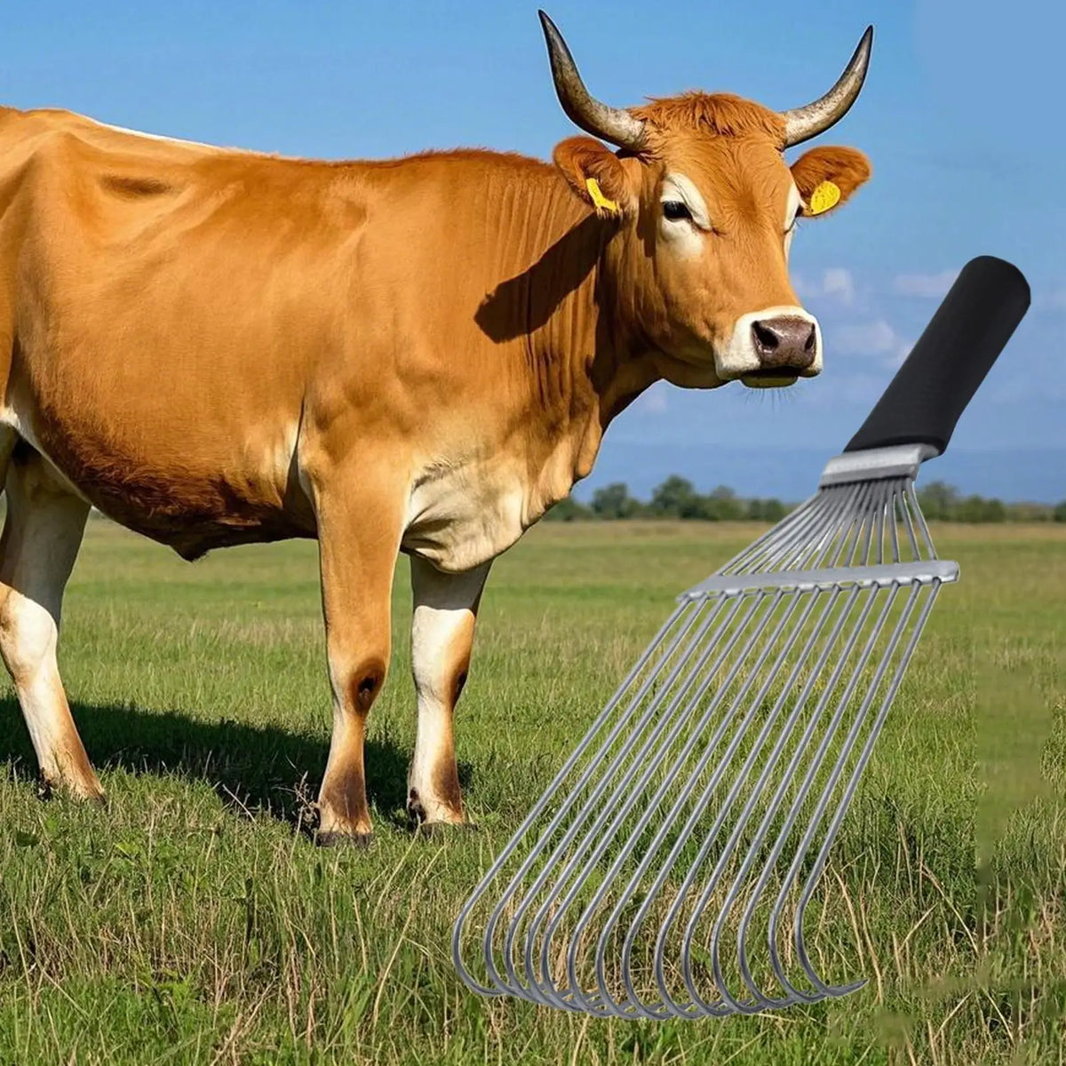 Ergonomic Steel Horse Grooming Rake – Undercoat & Dematting Comb Livestock Grooming Rake Qme