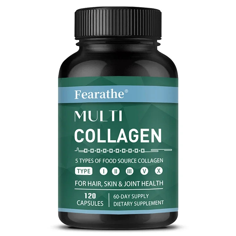 VITALXTRA Multi Collagen Capsules – 5 Types I II III V X Collagen Supplement Qst 120 count-1 bottle