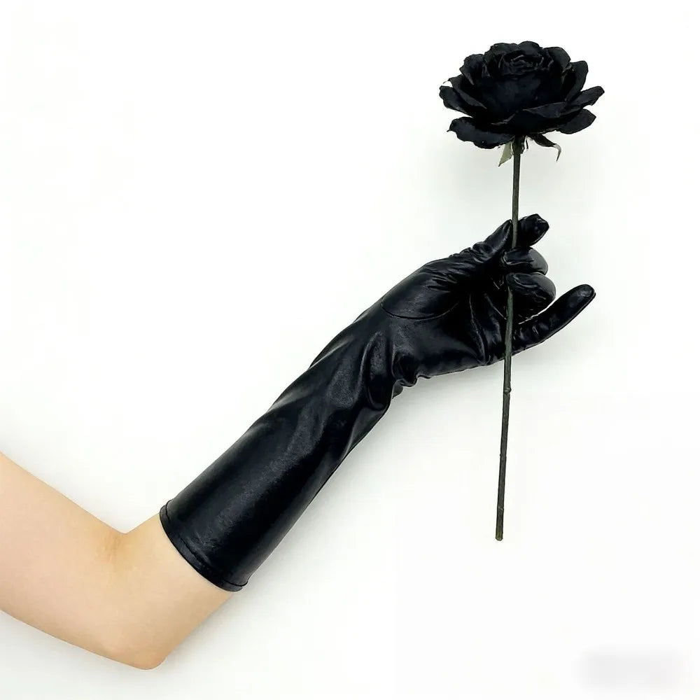 Women's Shiny Patent Leather Long Gloves – Sun Protection Long Fashion Gloves Qme