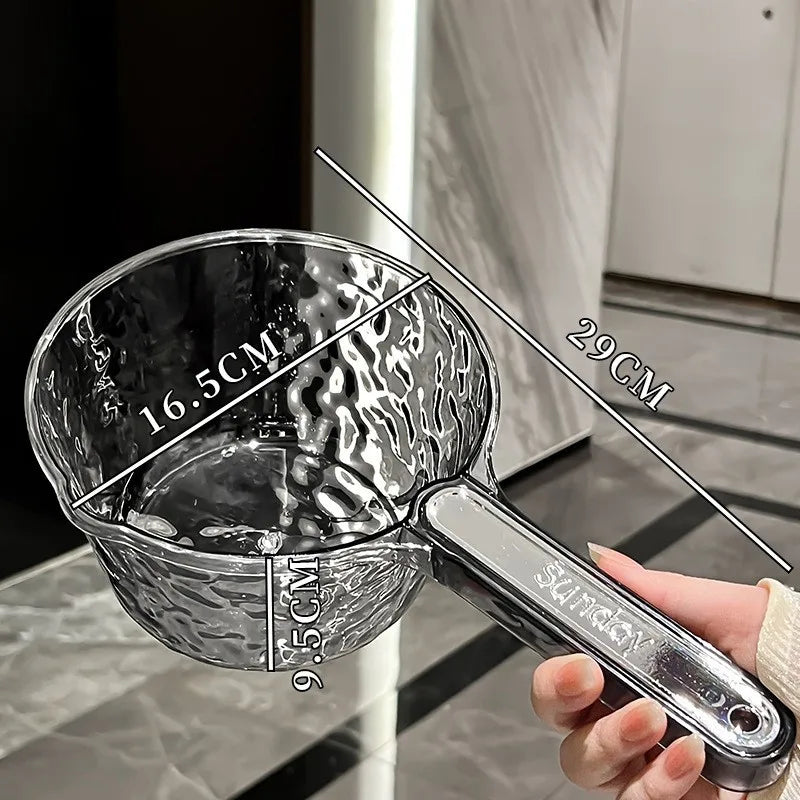 Extra Thick Long Handle Water Scoop – Large Capacity PP Plastic Kitchen Water Scoop Qme GRAY