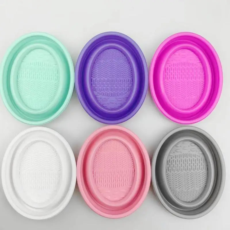 Foldable Silicone Makeup Brush Cleaning Bowl & Scrubber Makeup Brush Cleaner Qst