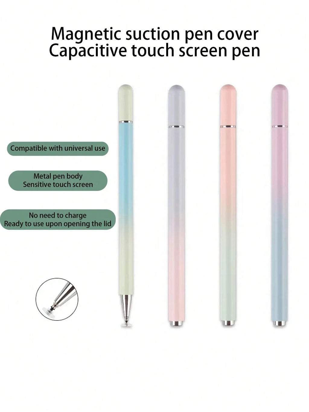 Macaron Gradient Capacitive Stylus Pen – Disc Tip & Magnetic Cap Capacitive Stylus Pen Qme