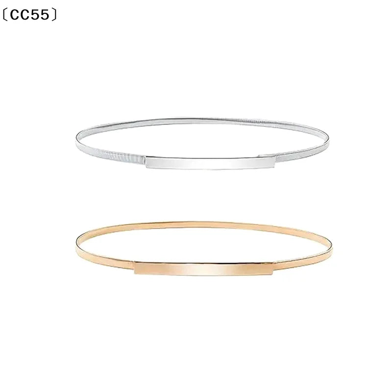 Elastic Gold Silver Metal Chain Belt for Women – Leaf Design Women's Chain Belt Qst
