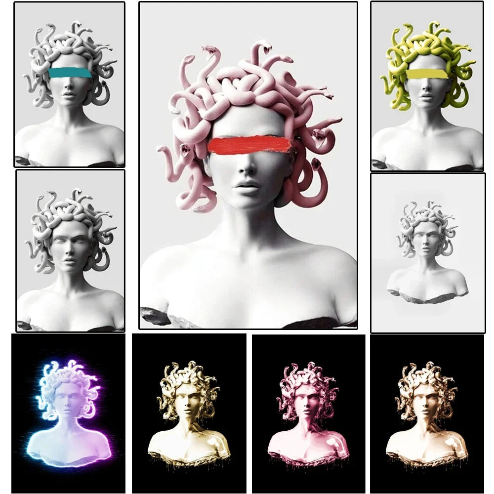 Modern Medusa Graffiti Canvas Print – Colorful Wall Art Poster Canvas Wall Art Qst
