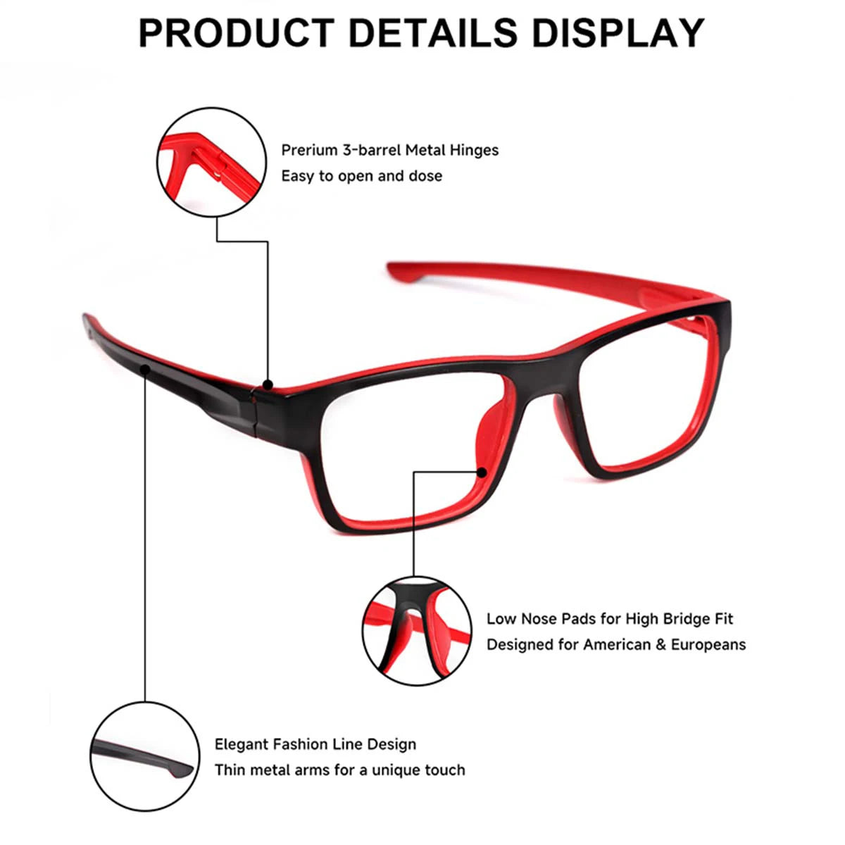 VOPHA Blue Light Reading Glasses Rectangular Frame L30 Reading Glasses Qst