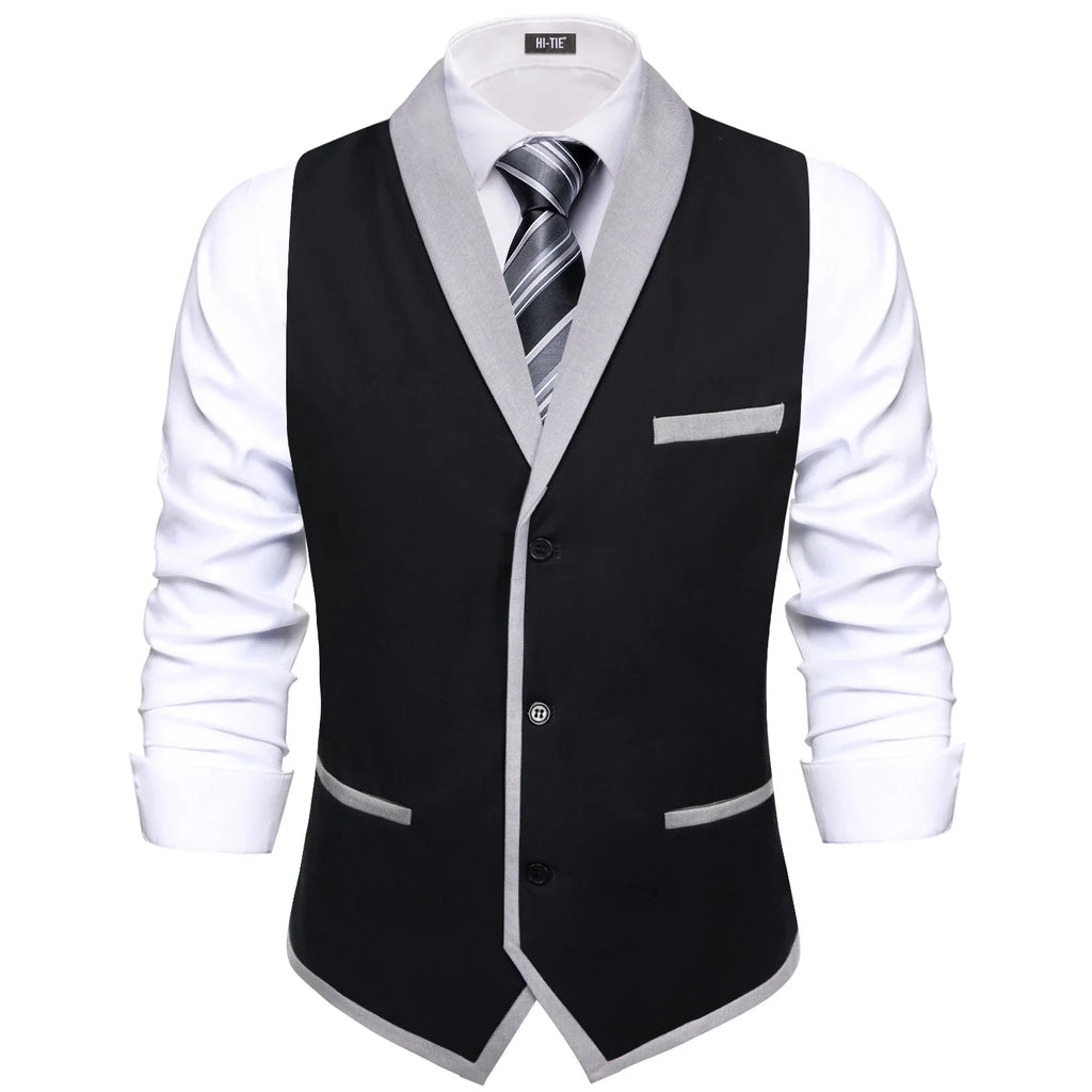 Men's Formal Lapel Waistcoat Set – Tie, Pocket Square & Cufflinks Formal Waistcoat Set Qme
