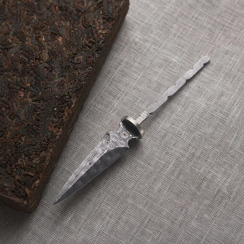 Damascus Steel Tea Knife Blank – DIY Pu-erh Tea Breaking Tool Tea Knife Blank Qst
