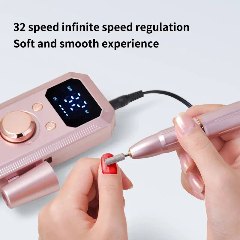 Qme Electric Nail Drill – HD Display & Multi-Head | Portable Electric Nail Drill Qme