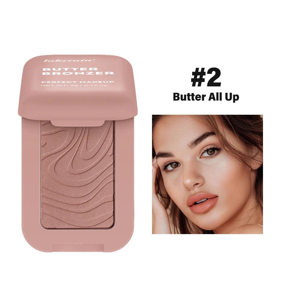 Lakerain Matte Buttermelt Bronzer – 12-Hour Vegan Powder Face Bronzer Powder Qst Butter All Up
