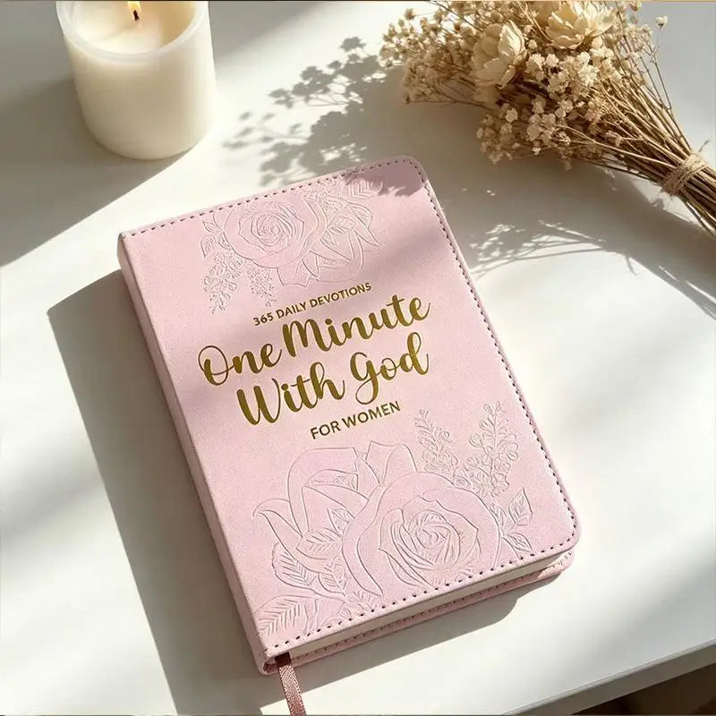 365-Day Prayer Leather Devotional Journal Notebook | Brown & Pink Devotional Journal Qme