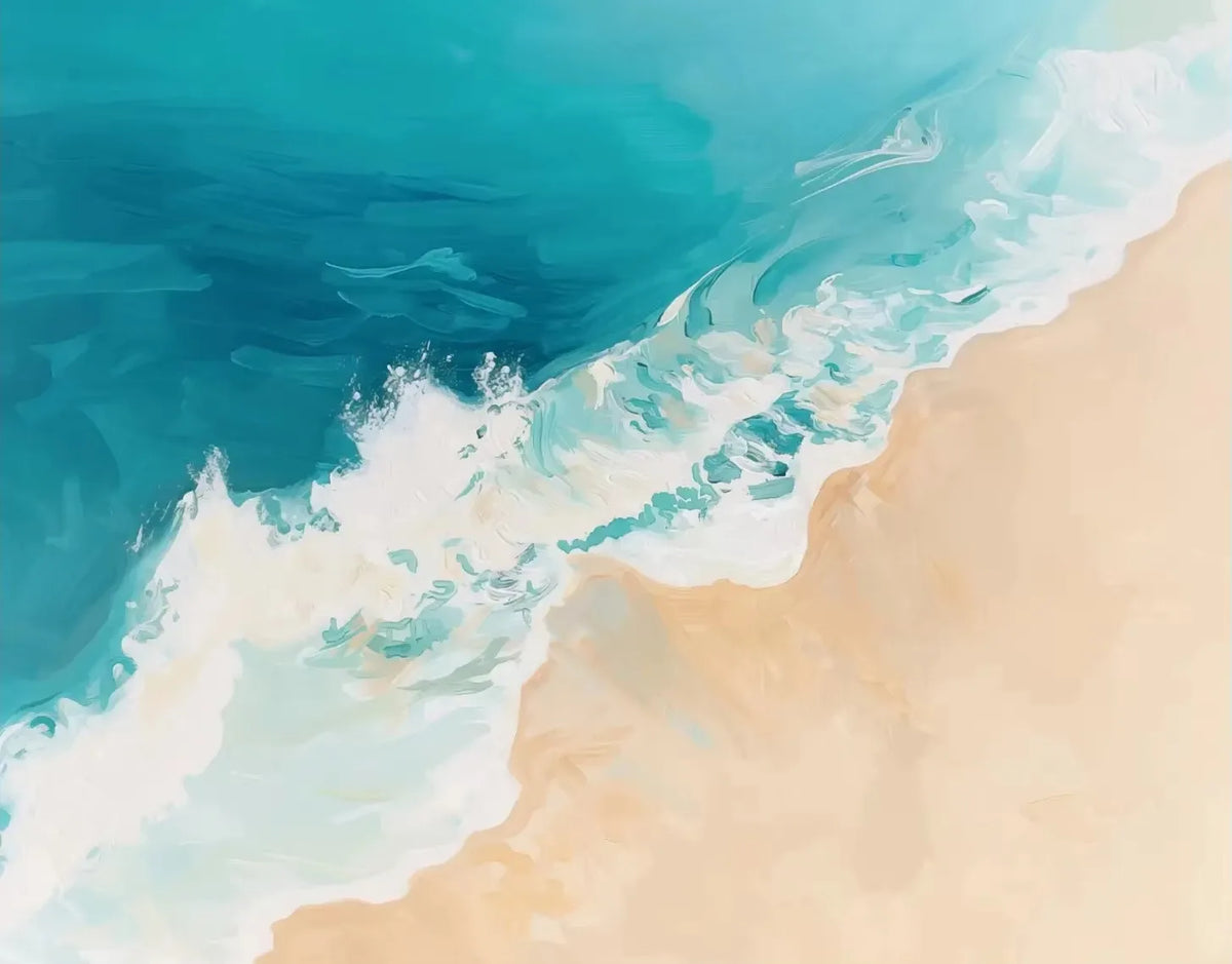 Pink Ocean Waves Seascape Canvas Wall Art – Beach Poster