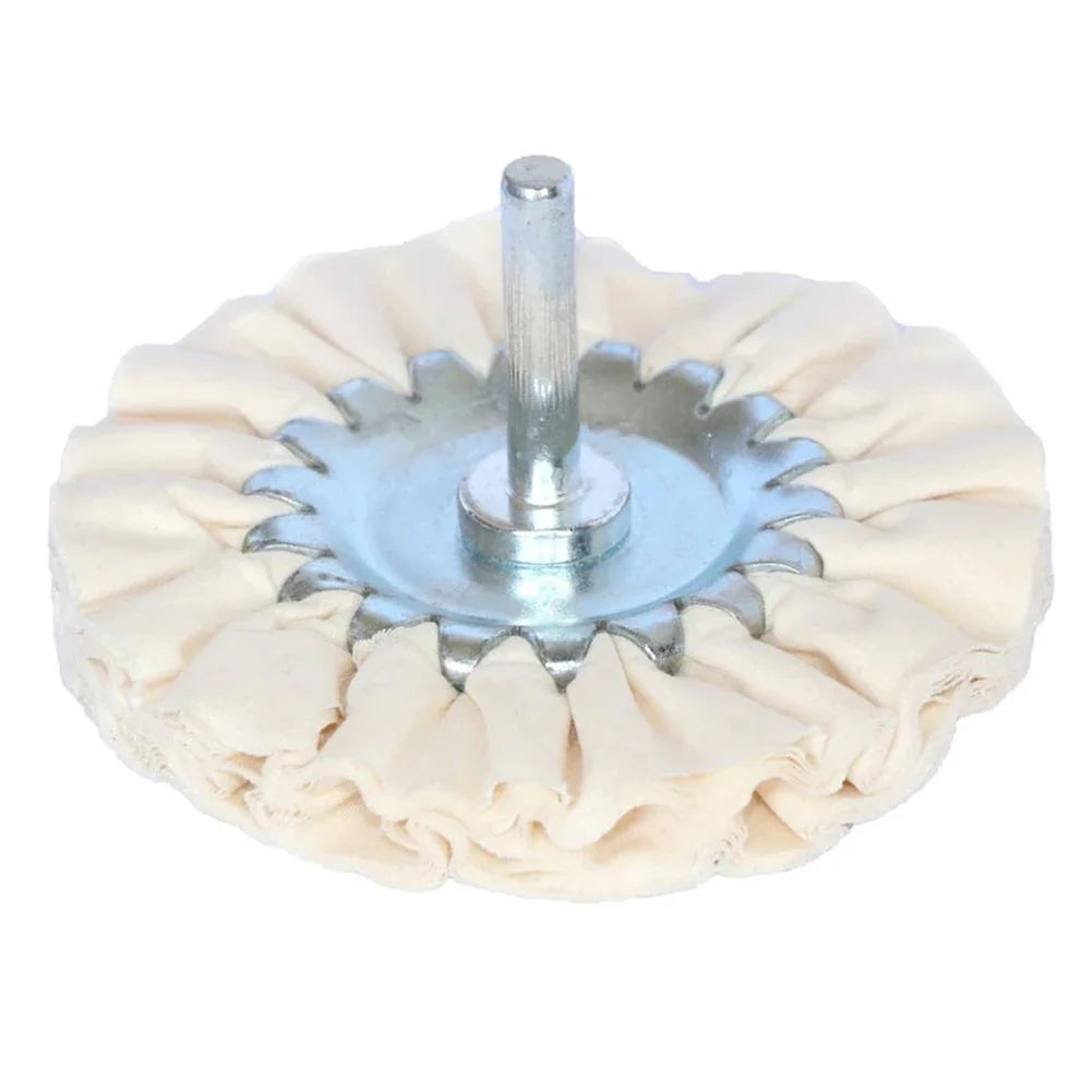 White Cotton Buffing Wheel 100mm Polishing Bit 6mm Shank Polishing Buffing Wheel Qme