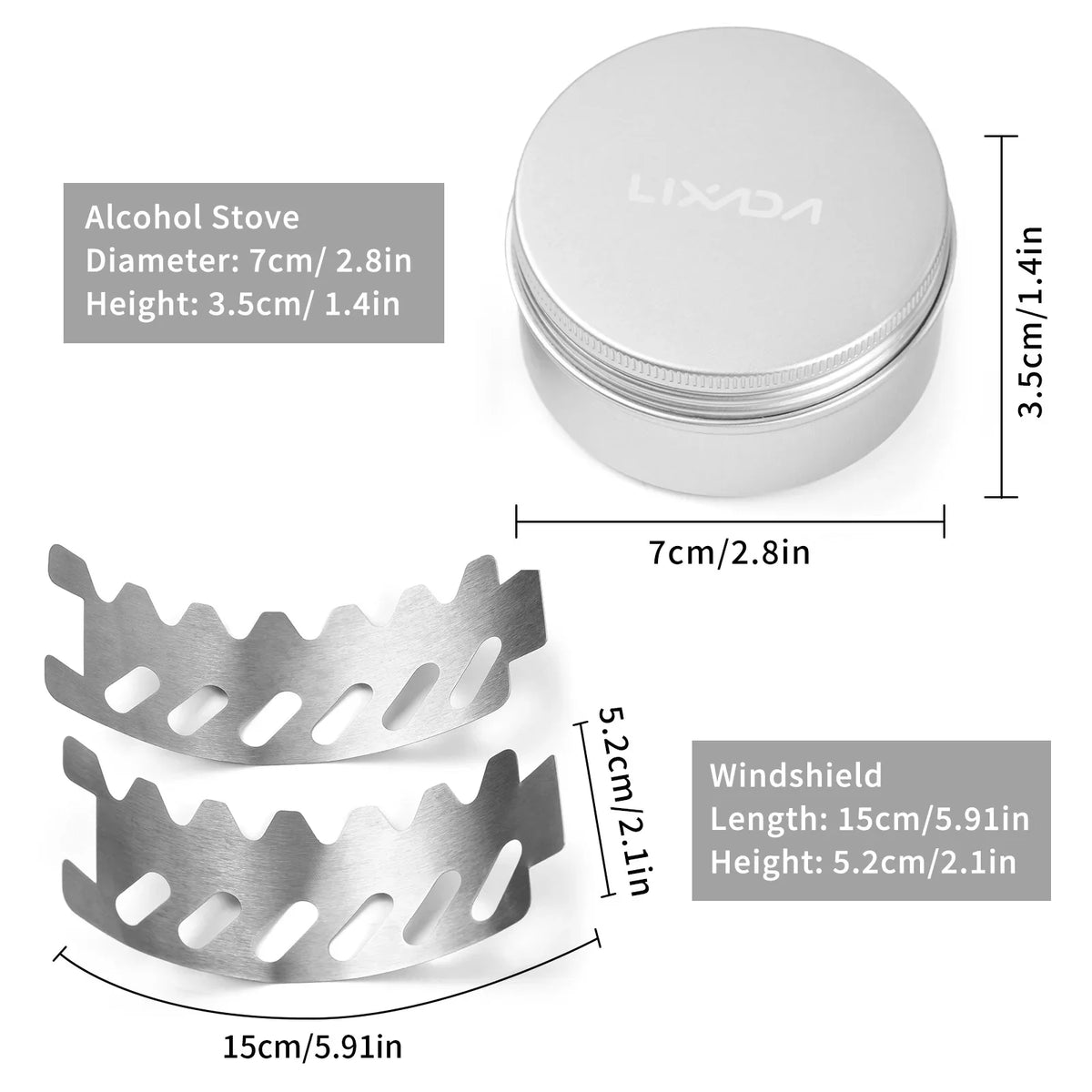 Mini Alcohol Camping Stove | Aluminum + Stainless Windshield Alcohol Camping Stove Qme