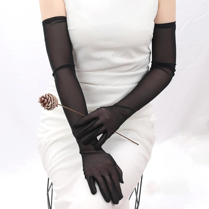 Women's Ultra-Thin Transparent UV Driving Gloves | 55cm Driving Gloves Qme