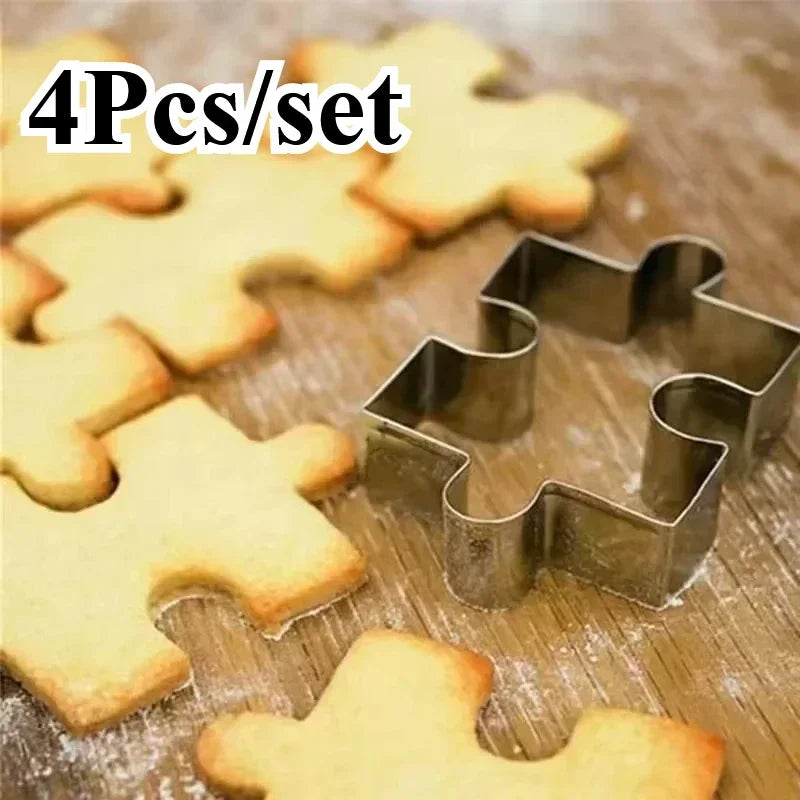 3D Puzzle Cookie Cutter Set – Stainless Steel DIY Biscuit Molds Cookie Cutter Set Qme