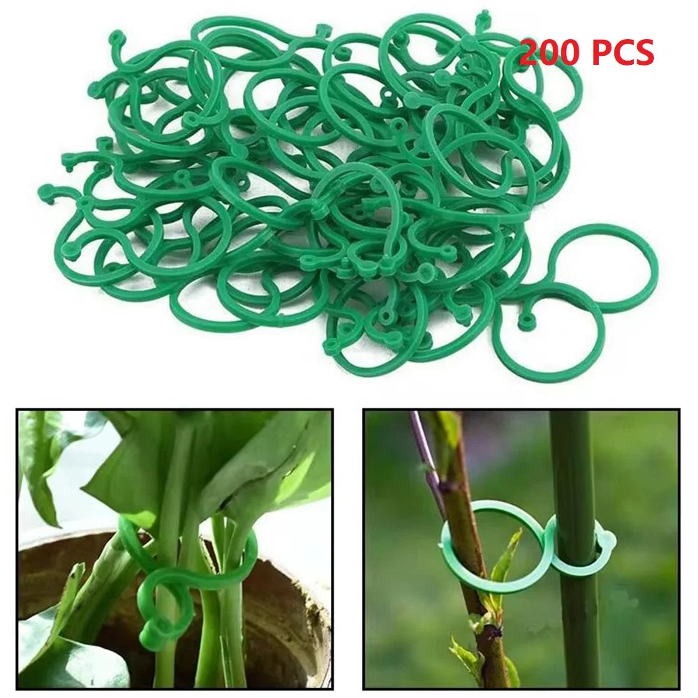 Plant Support Clips for Climbing Plants – 50 or 100 Pack Garden Plant Clips Qme Green 200pcs