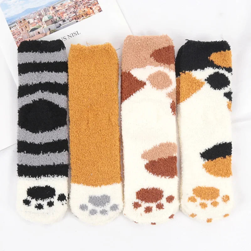 Women's Kawaii 3D Dog & Cat Paw Socks – Cute Cartoon Novelty Novelty Paw Print Socks Qme
