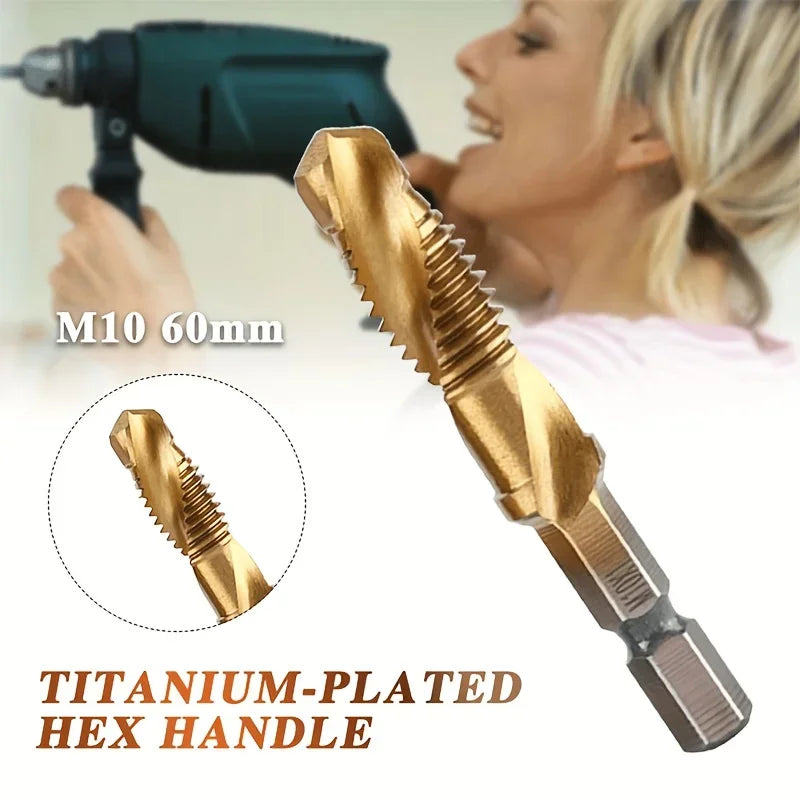Titanium Coated HSS Drill Bit Set Metric Thread M3-M10 Countersink HSS Drill Bit Set Qme