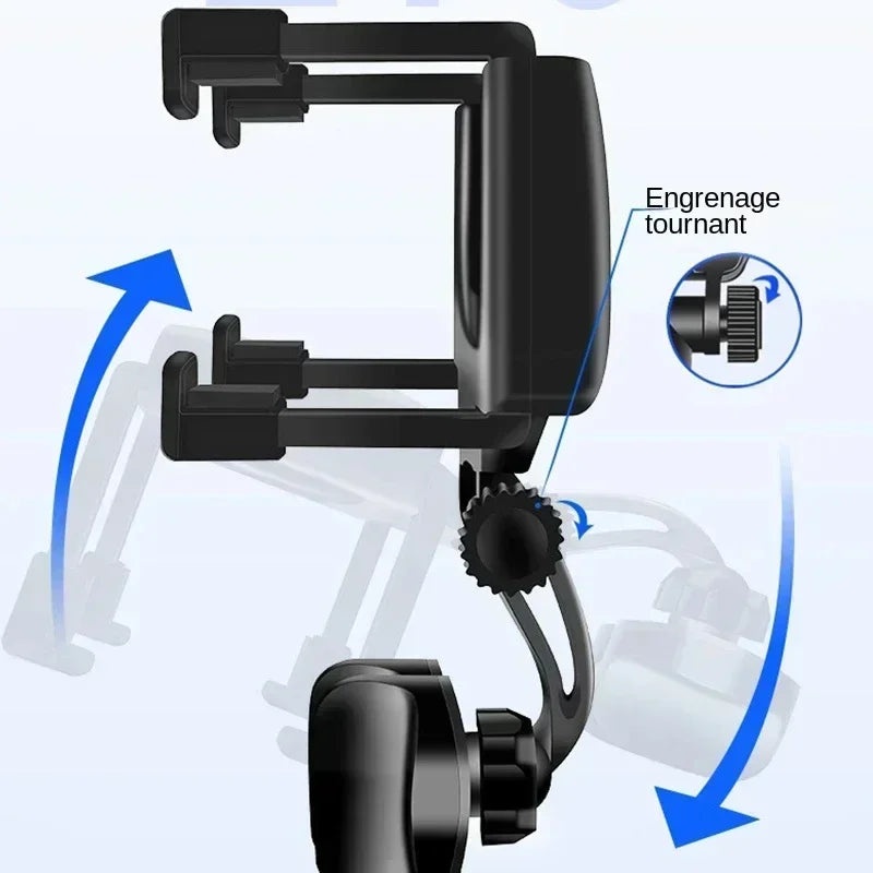 Rearview Mirror Car Phone Holder – Adjustable GPS Mount Bracket Car Phone Mount Qme