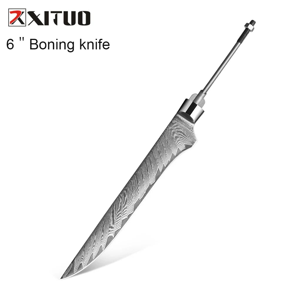 XITUO 67-Layer Damascus Steel Blank Blade Kitchen Knife Set 1-7 PCS Damascus Knife Blank Qst Boning Knife