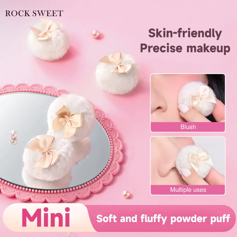 Mini Flocked Thumb Powder Puffs 2-Pack | Loose Setting Makeup Makeup Powder Puff Qme