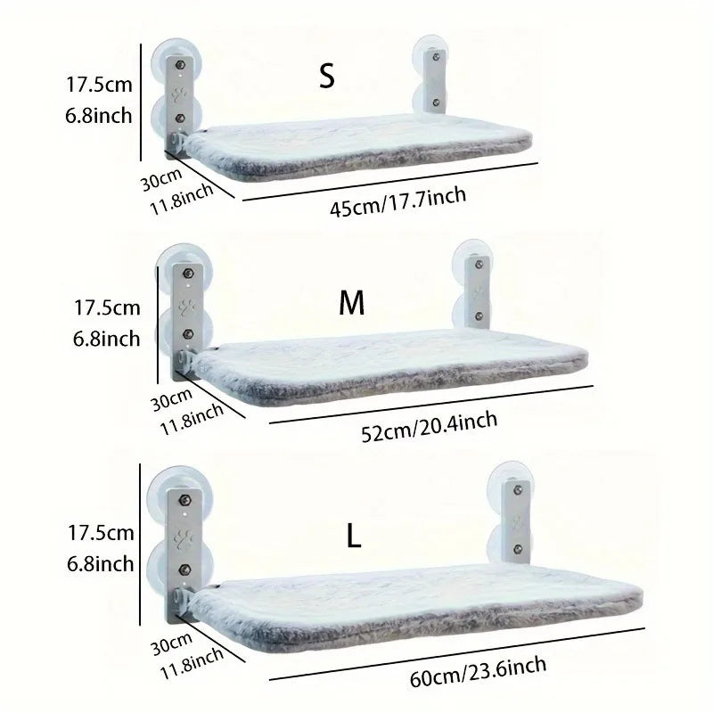 Cat Window Hammock – Metal Frame & 4 Suction Cups | Gray Cat Window Hammock Qme