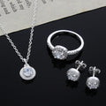 Bridal CZ Necklace Earrings & Ring Set – 925 Sterling Silver Bridal Jewelry Set Qme Default Title